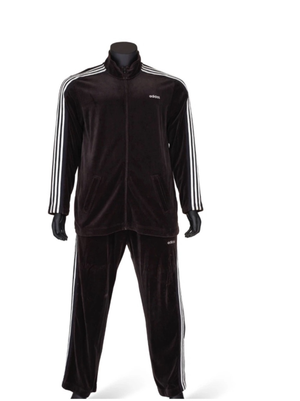 Vintage Men Adidas Black & White Velour Sweatsuit Tracksuit Velvelt NWT Size S